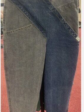 Gasoline Vintage Mom Jeans High Rise Unique 2 Tone Denim Junior Size Like 2-4